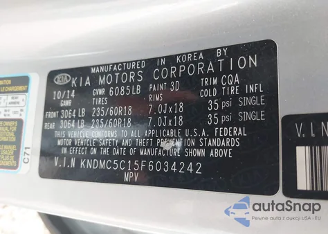 2015 Kia Sedona Ex from USA, damaged, VIN KNDMC5C15F6034242